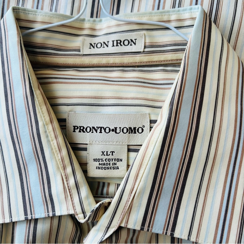 Pronto Uomo Men's Striped Shirt - Blue and Brown